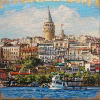 01EmreTandırlıGoldenGalata2018tuvalüzyağlıboya40x40cmÖzelKoleksiyonİstanbul