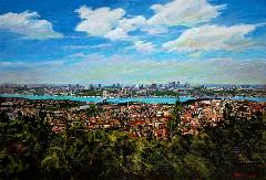 18 Emre Tandırlı, Boğaz Kent, 2014, tuval üz. yaplıboya, 70x105 cm, Özel Koleksiyon, İstanbul
